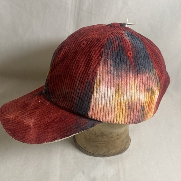 hippie corduroy tie dye maroon hat unisex adjustable adult winter boho lagen new - Picture 3 of 8